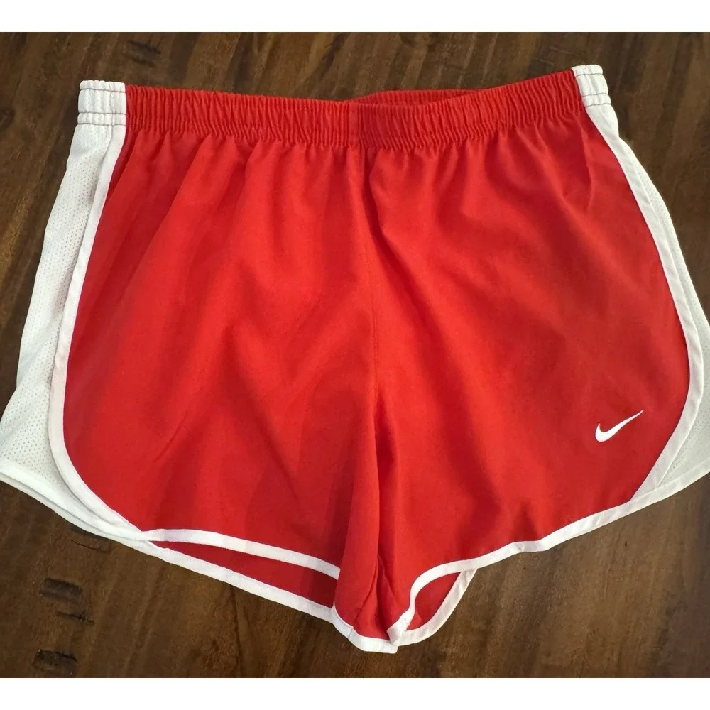 NWT Nike Girls Dry Tempo Running Shorts Size L Large Red White 848196-611